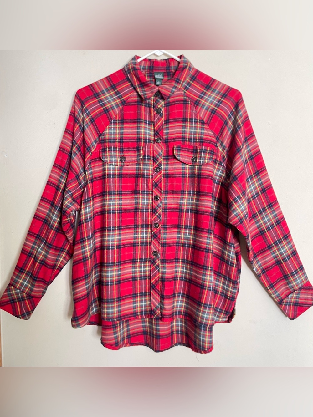 Wild Fable Red Plaid Long Sleeve Button Down Flannel Shirt